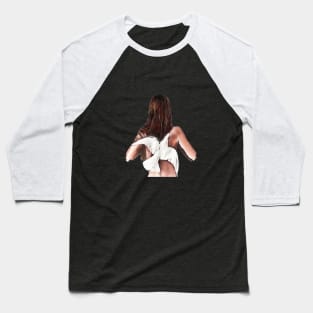 Woman with birds on back. Freedom concept. Baseball T-Shirt